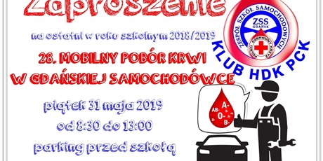 Zaproszenie na 28. mobilny pobór krwi w ZSS